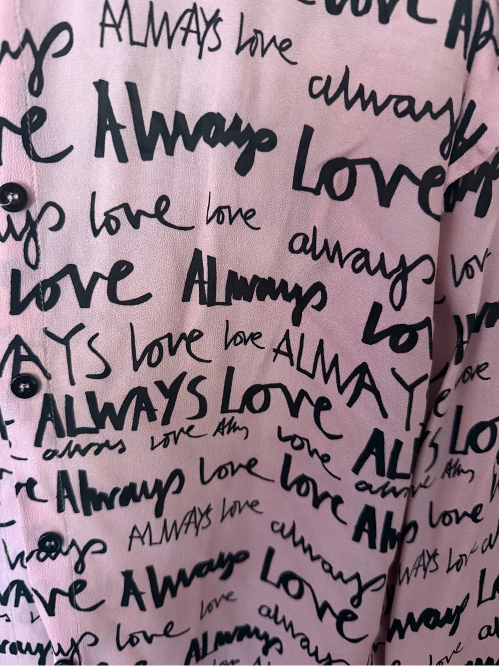 Pink Script-Print Blouse - Brand - Picture 2 of 3